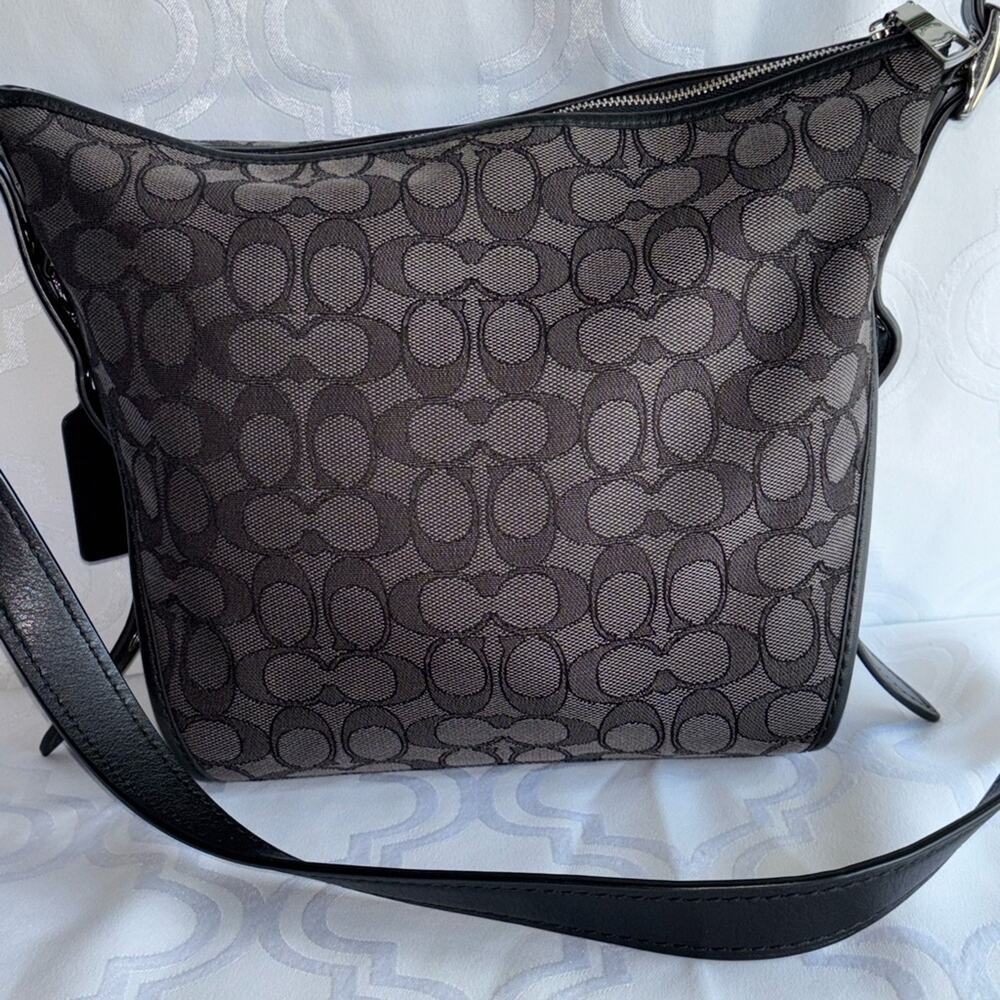 Coach Signature Crossbody Bag in Charcoal with  Black Leather V1706 - Picture 8 of 9